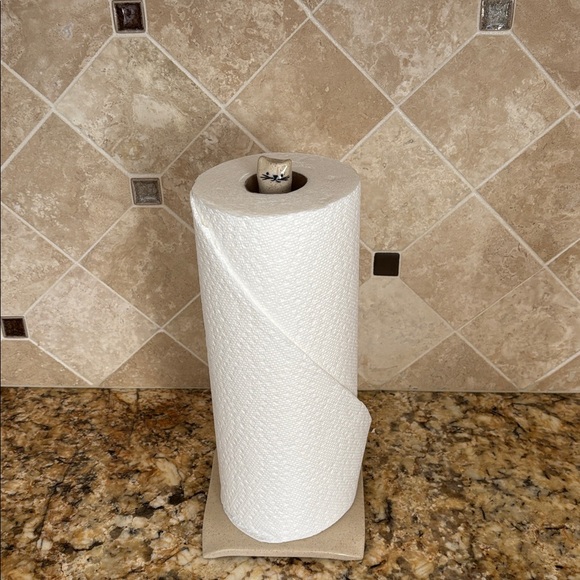 Handmade Ceramic Cat Themed Paper Towel Holder or Toilet Paper Roll Holder New - Picture 10 of 12